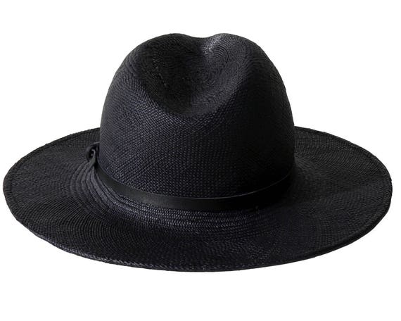 Black Panama Straw Fedora Hat Women's 