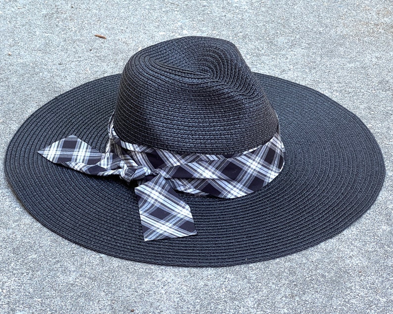 Wide Brimmed Sunhat, Sunblock Hat, Packable Hat, Crushable Hat Travel Hat Straw Beach Hat Women's Hat Music Festival Hat Black