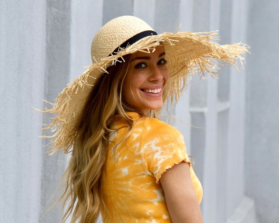 Straw Hat, Raffia Sun Hat, Handmade Beach Sun Hat, Summer Accessories,  Summer Hat, Summer Beach Hat, Hat for Women, Frayed Fringe Sun Hat -   Canada