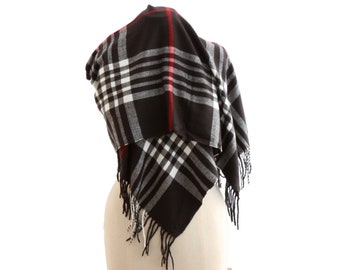 Karierter Deckenschal: Weiche Viskosemischung, extra große Winter-Wrap