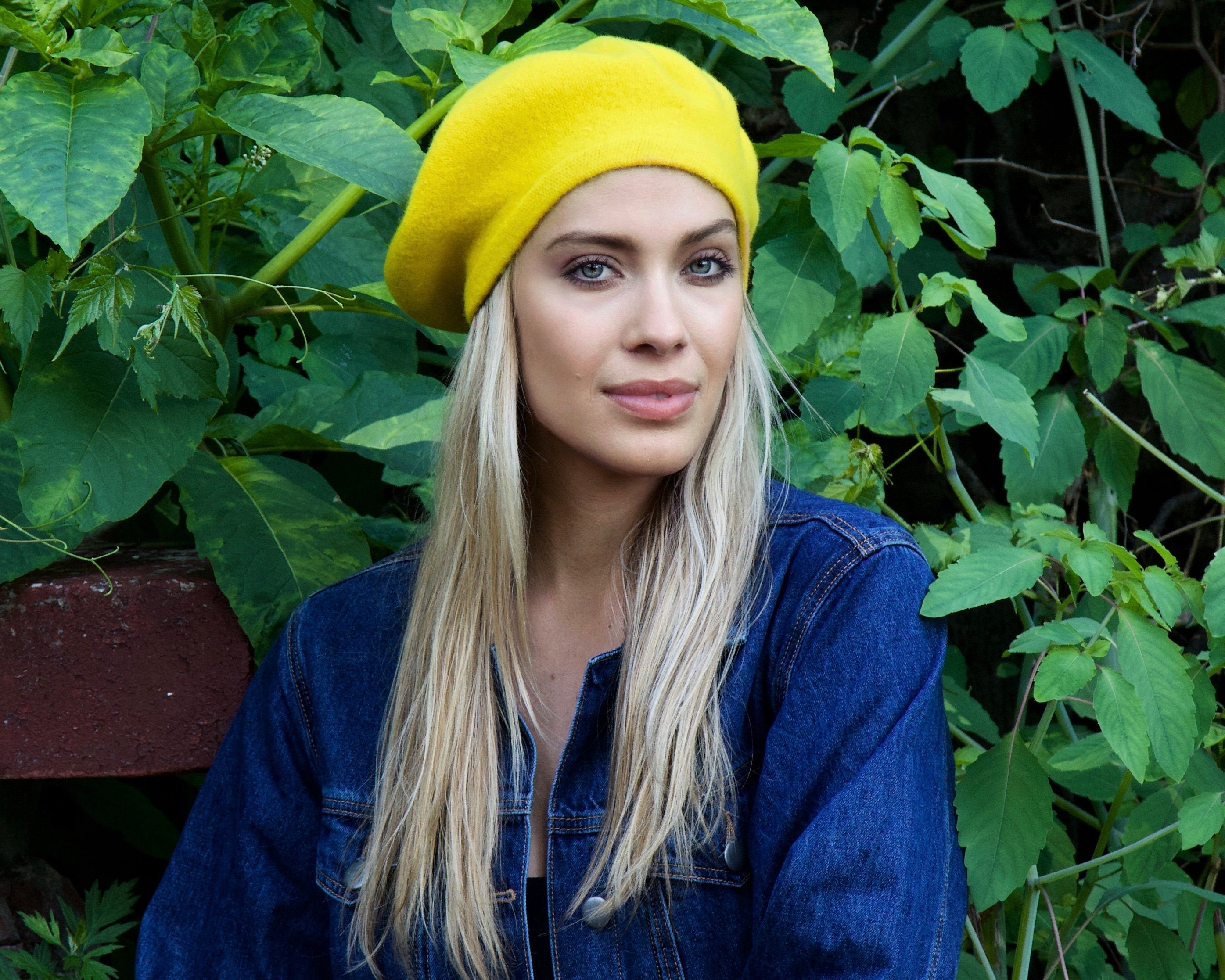 VTG lambswool 60% Yellow Ribbed Knit Beret Beautiful YELLOW BERET With Cabillou 100% Wool Bright French Style - Etsy main image 2