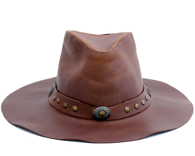 Leather Hat Men/'s Hat Women/'s Hat Cowgirl Western Hat Travel Hat Patriotic Hat Western Style 1970s Hat Hippie Style