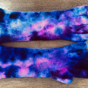 Hand-Dyed Cashmere Blend Knit Gloves: Purple Pink Winter Mittens image 10