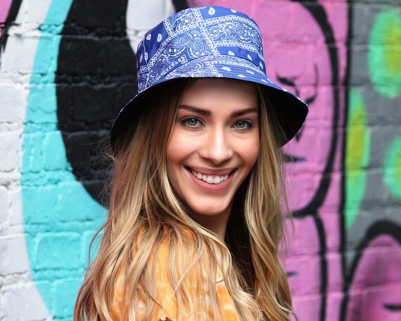 Blue Bucket Hat Paisley Sun Hat 