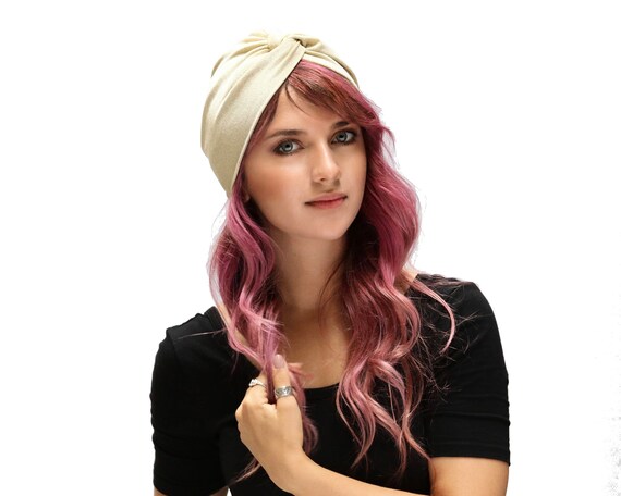 Turban Hat Women Silver Metallic Turban 