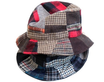 Plaid Bucket Hat Patchwork Hat Wool Tweed Men's Hat Women's Hat Winter Accessories Fall Fashion Gift Boho Chic Tweed Hat Hippie Accessories