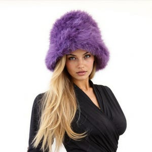 Handmade Faux Fur Cloche Hat, Winter Bucket Hat