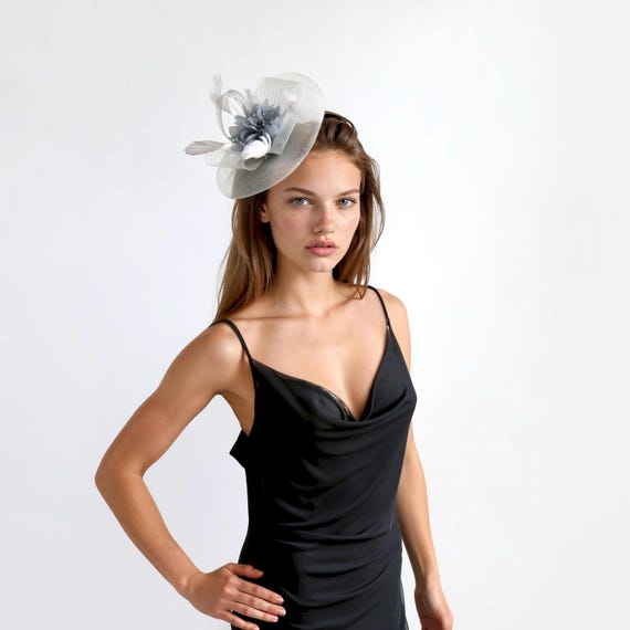 Silver Gray Fascinator Cocktail Hat