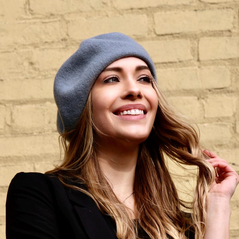 Wool Knit French Beret - Spring Fashion, Warm Winter Hat Concrete