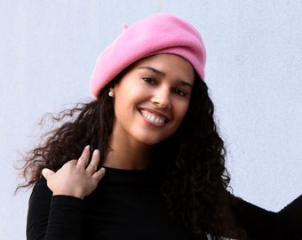 Pink Wool Beret