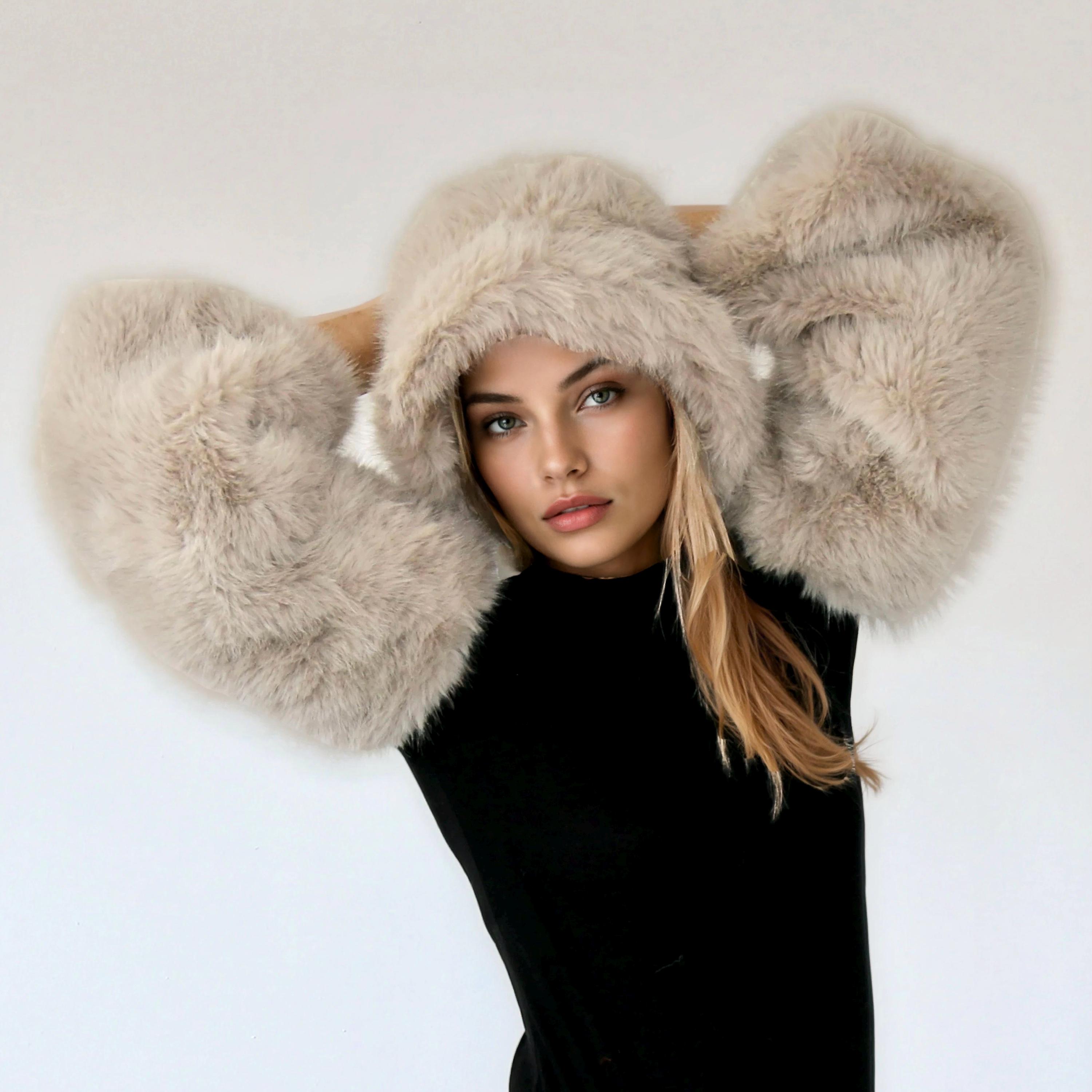 Real fur Leg Warmers & Hat (matching set) Women main image 2