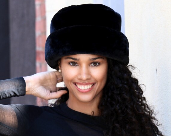 Vegan Fur Bucket Hat Russian Hat Black 