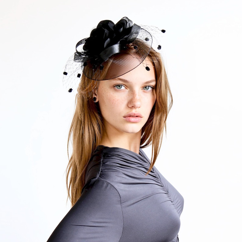 Flower Fascinator: Special Occasion Headpiece Black