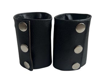 Black Leather Wrist Wallet: Hidden Coin Purse
