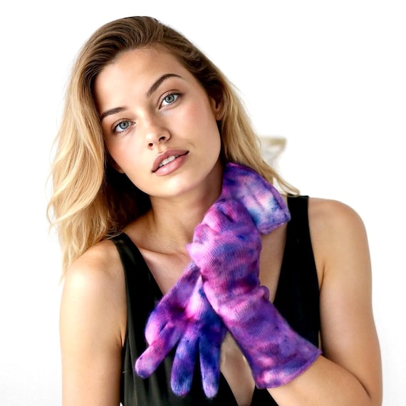 Cashmere Wool Hand Dyed Knit Gloves