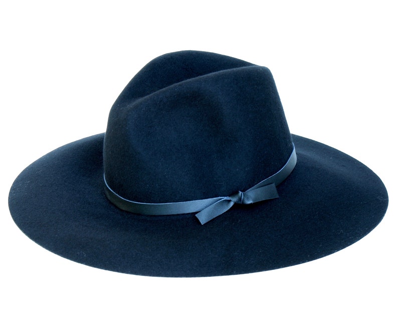 Wide Brimmed Hat Black Hat Floppy Hat Wide Brim Boho Hat 2 - изображение.