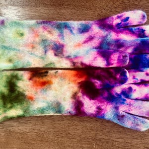 Hand-Dyed Cashmere Blend Knit Gloves: Purple Pink Winter Mittens image 7