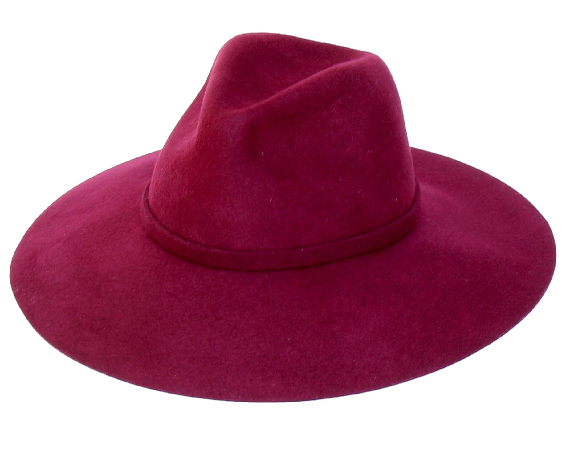 Burgundy Wool Wide‑Brim Hat – Boutique Style Fedora Burgundy Wide Brim Wool Felt Hat by Montique – Suits & More main image 4