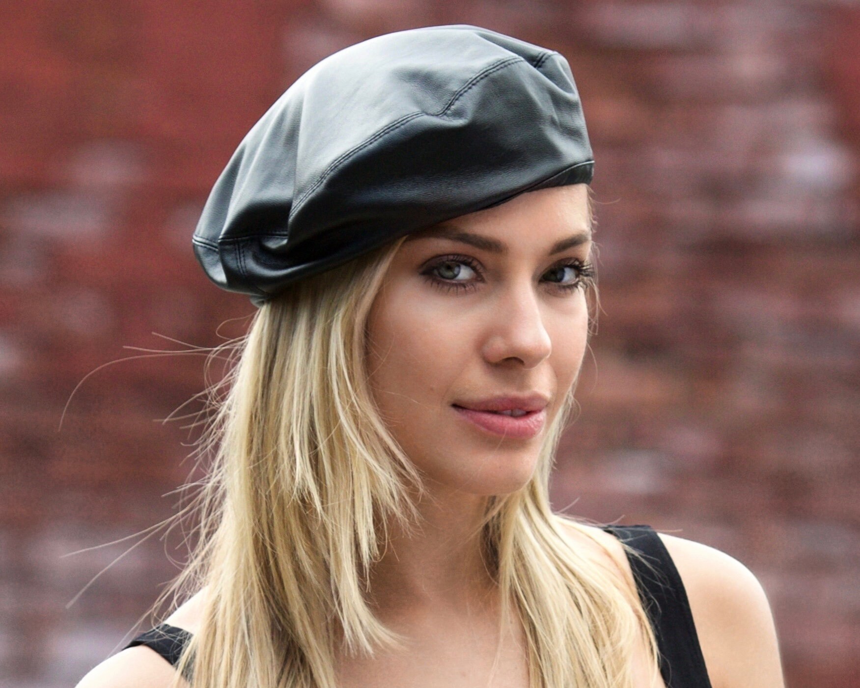 Leather Beret Hat Vegan Leather Beret Hat Women's Black Etsy
