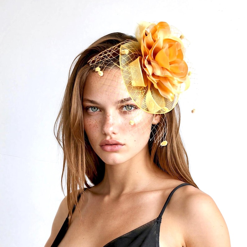 Flower Fascinator: Special Occasion Headpiece Gold