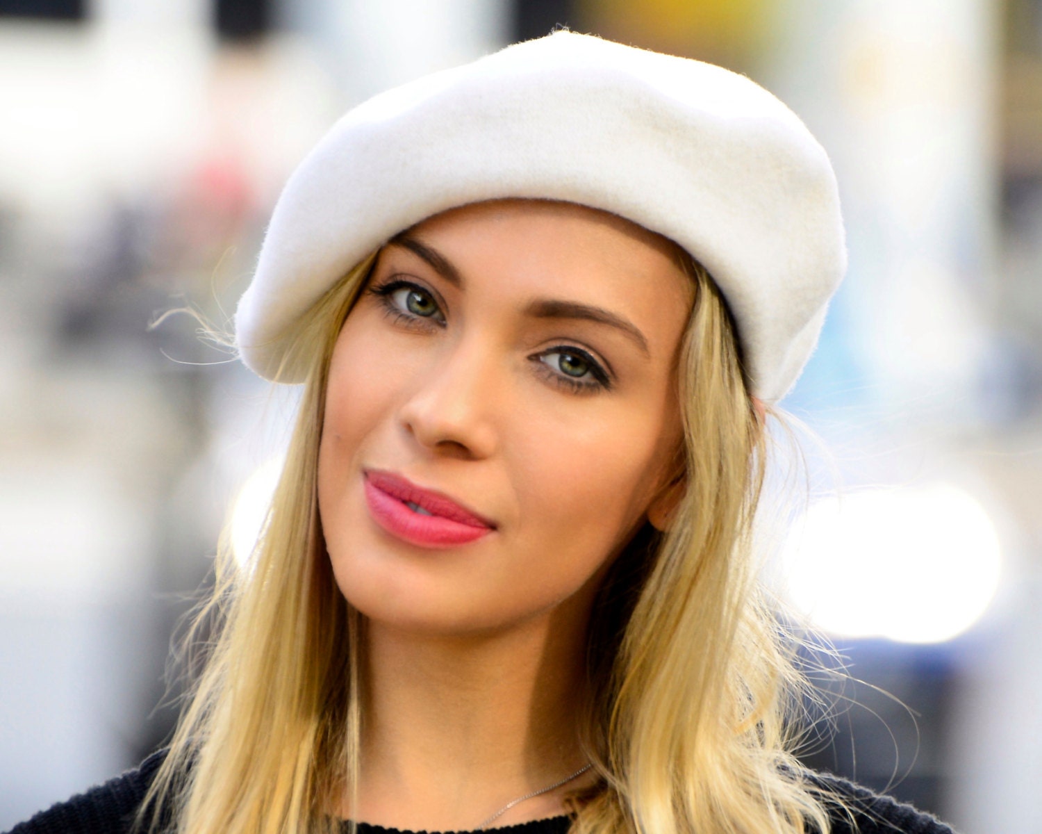 Beret Hat French Beret White Wool Beret 