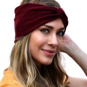 Burgundy Knitted Headband - Etsy