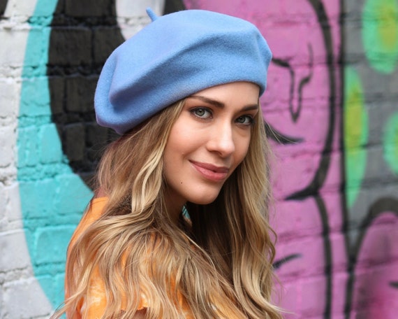 Buy Sky Blue Beret Hat Beret White Wool Beret 1940s Online India - Etsy