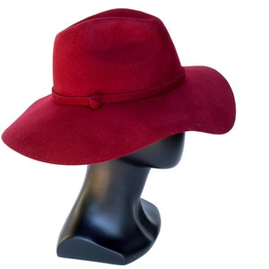 Women&#39;s Felt Hat Burgundy Fedora Hat Women&#39;s Fedora Hat Floppy Hat Wide Brim Felt Hat Boho Hat Bohemian Fashion