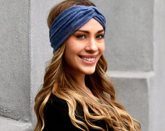 Handmade Cashmere Knit Turban Headband: Soft Ear Warmer