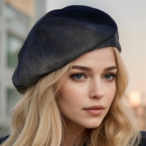 Suede Beret Hat, Fall Fashion, Faux Suede Beret, Vegan Beret, Designer Beret, Black Beret, 8 Piece Beret, Parisian Chic, French Style