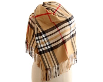 Beautiful Vintage Scarf From Scotland Checked Burberry Style Beautiful Vintage Scarf From Scotland Checked Burberry Style