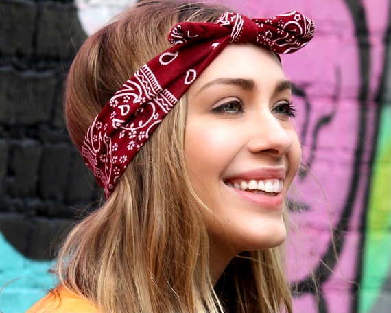 Bandana Hair Tie Paisley Hoofdband Stretch - Etsy België