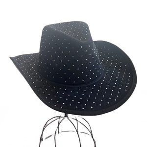 Black Cowboy Hat, Western Hat, Rancher&#39;s Hat, Rhinestone Hat,