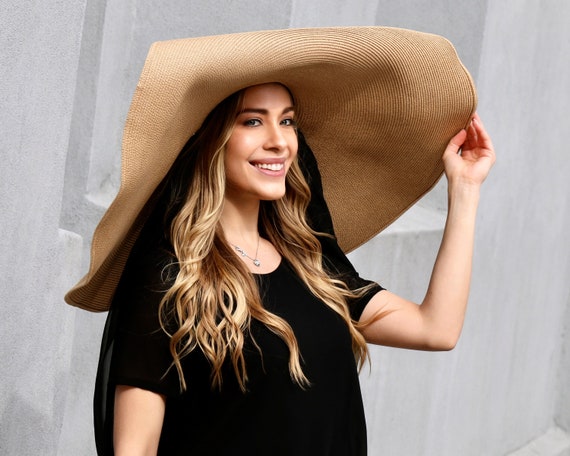 Oversized Raffia Straw Floppy Hat Women,giant Sun Hat , Extra Large Brim  Beach Hat photoshoot Hat ,16 Inch Brim 