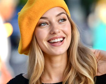 European Wool Beret, Knit French Tam, Fall Fashion
