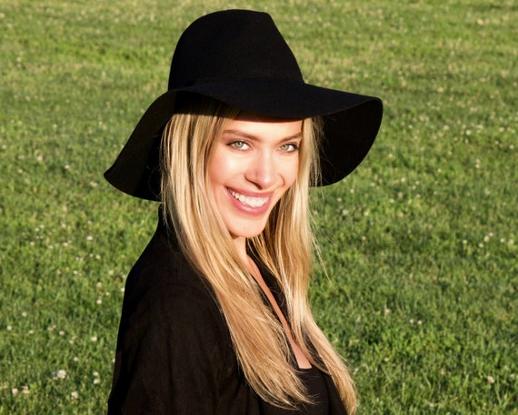 Wide Brimmed Hat Black Hat Floppy Hat Wide Brim Boho Hat Hippie