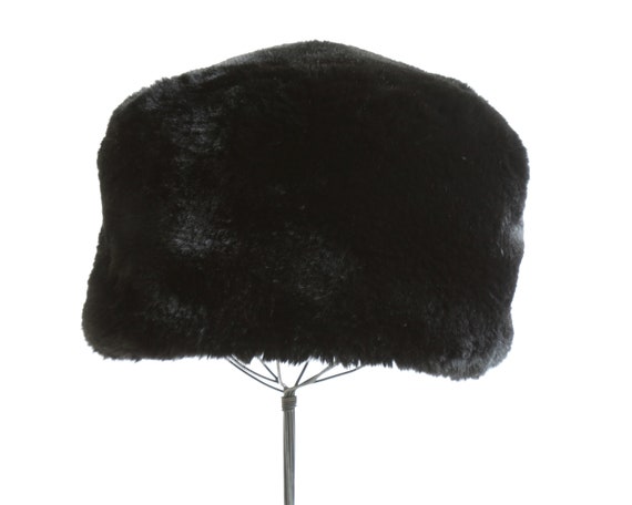 black and white fur hat