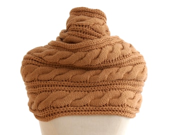 Chunky Knitted Scarf, Knit Infinity Wrap, Cable Knit Accessory, Soft Knit Loop Scarf, Gift For Men, Gift For Her, Men&#39;s Gift, Winter Scarf