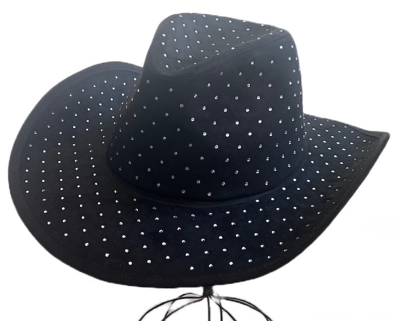 Black Cowboy Hat, Western Hat, Rancher's Hat, Rhinestone Hat, image 3
