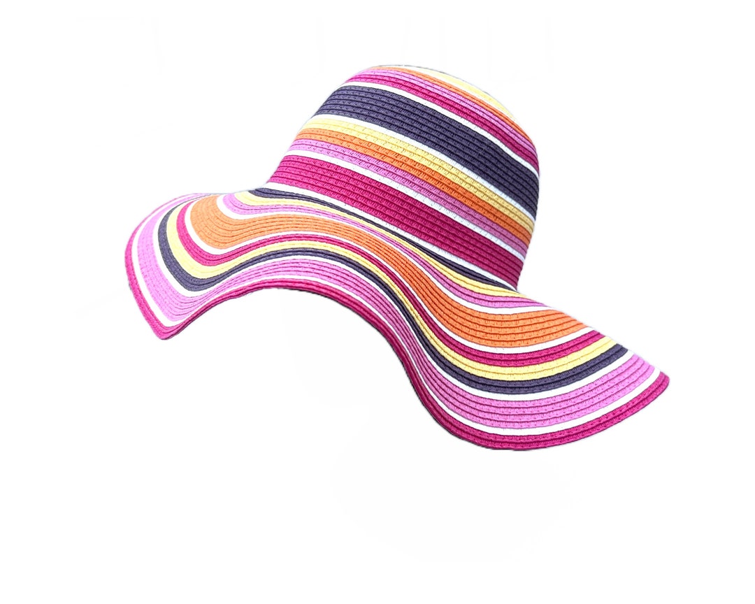 Wide Brimmed Hat, Women's Sun Hat, Women's Summer Hat, Hat With Stripes