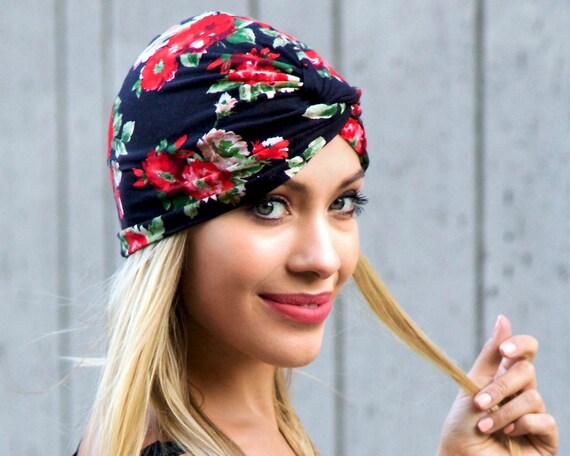 Turban Hat Flower Power Boho Chemo Cap Hair Covering | Etsy