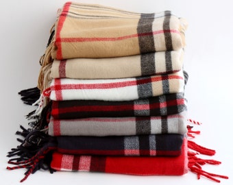 Soft Plaid Scarf, Winter Accessory, Extra Long Scarf, Winter Scarf, Plaid Tartan Winter Shawl, Gift For Him