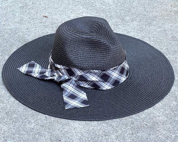 Fedora Sunblock Hat, Packable Hat, Crushable Hat, Mad For Plaid, Travel Hat, Straw Fedora Beach Hat, Boho Women's Hat Music Festival Hat