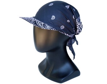 Red Paisley Bandana Visor Sun Hat - Cotton Headscarf - Etsy