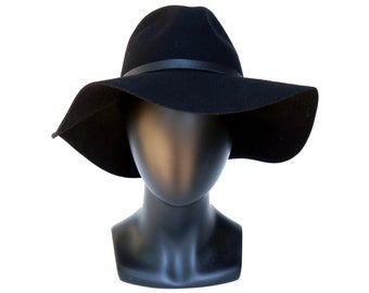 Burgundy Wool Fedora Hat, Wide Brim Fall Fashion