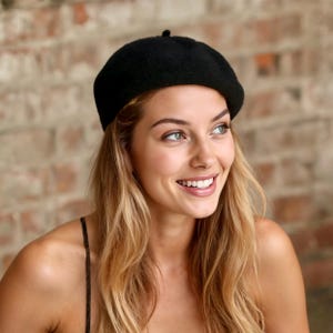Black Wool Mini Beret: 1940s Style Basque Hat