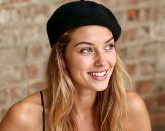 Vrai Basque Black Wool Beret vintage 59 9.5 LAULHERE VRAI BASQUE BERET – Meyer The Hatter main image 4