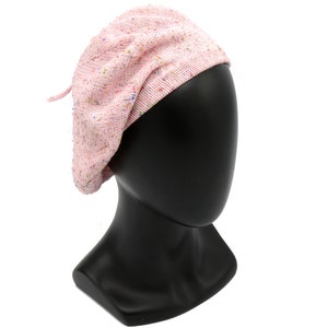Summer Beret Hat, Speckled Knit Beret, Boho Style Slouchy Beret, Women&#39;s Beret, Girl&#39;s Beret, Vegan Beret For Girls, Hair Covering Hat