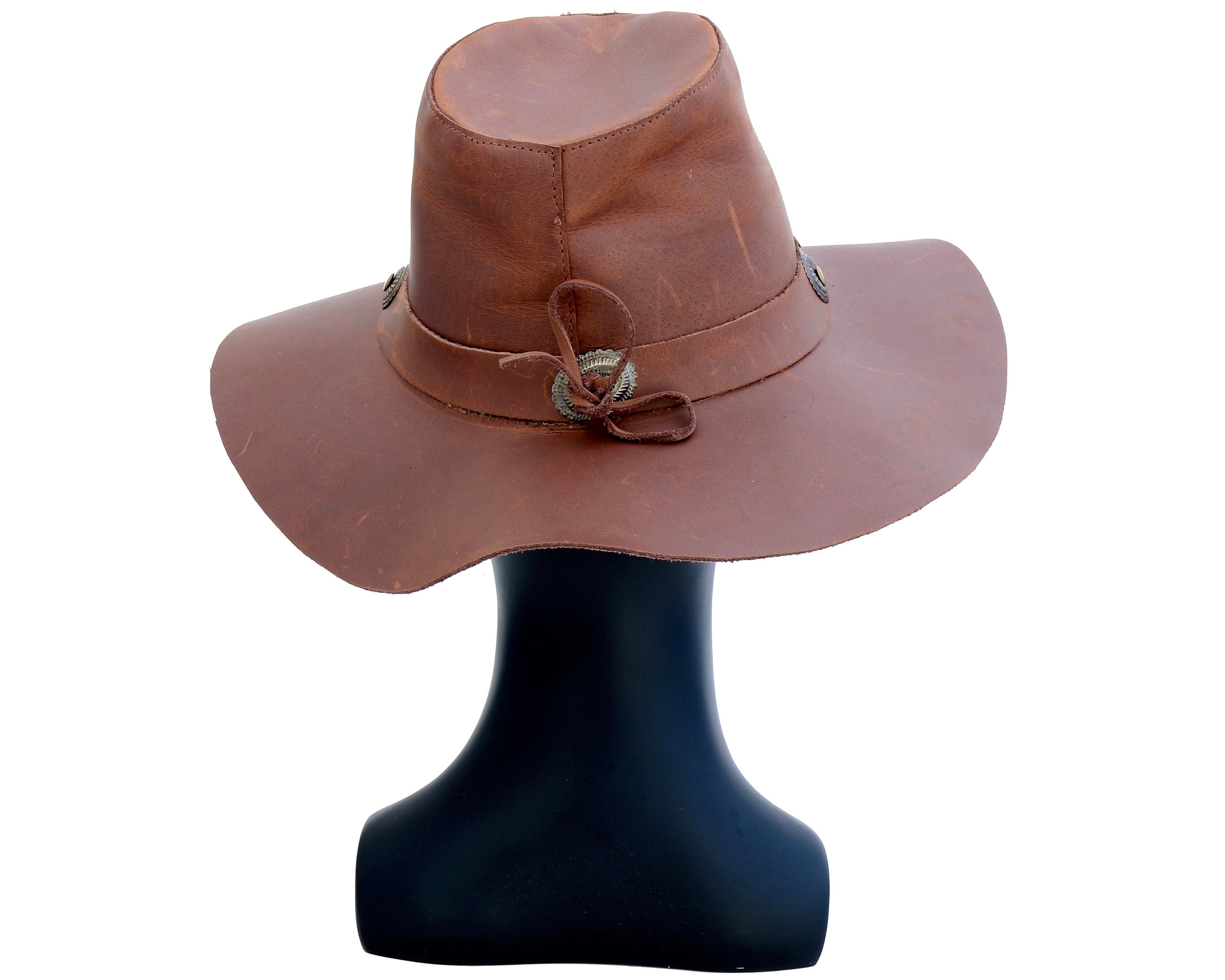 Leather Hat Men's Hat Women's Hat Cowgirl Western Hat Travel Hat Patriotic Hat Western Style 1970s Hat Hippie Style