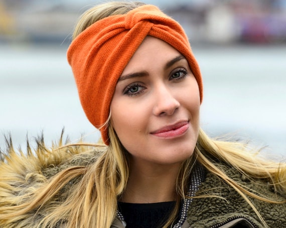 Knit Cashmere Ear Warmer, Women's Turban Headband, Orange Headband, Boho  Headband, Wide Headband, Soft Warm Headband Handmade Fall Accessory 